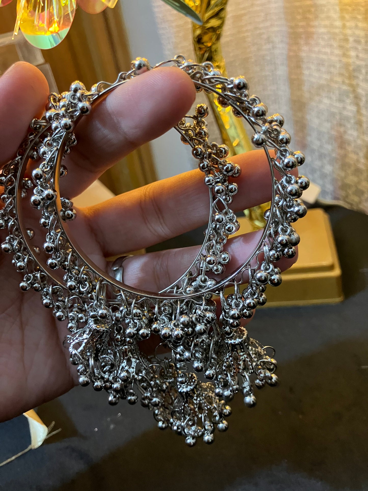 Silver Jhumka bangles 4pc