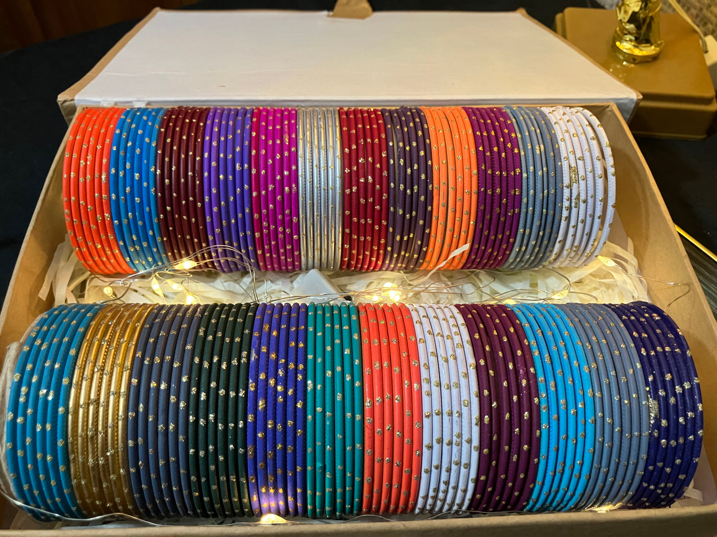 Metal Matt Dotted, Water Proof Bangles 12pcs