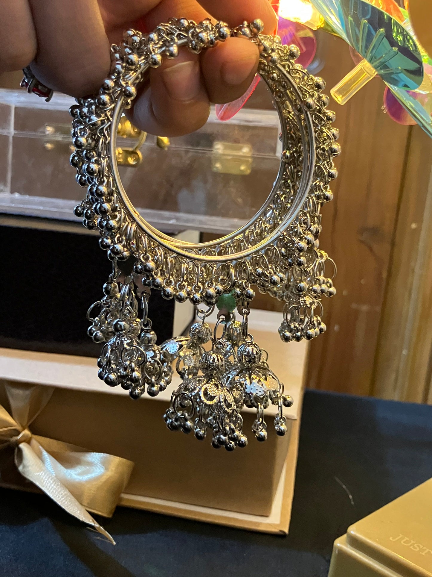 Silver Jhumka bangles 4pc