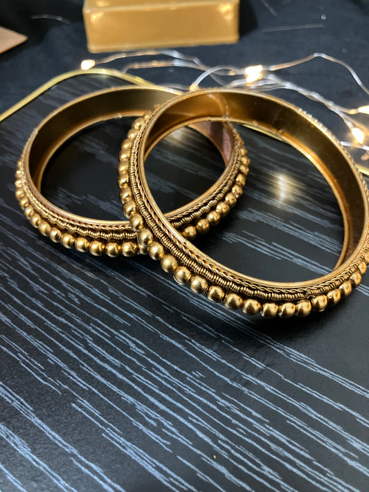 Gold Plated Bangles with Small Beaded Design