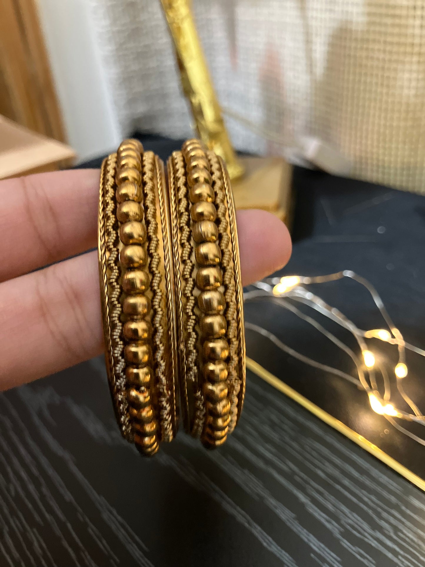 Gold Plated Bangles with Small Beaded Design