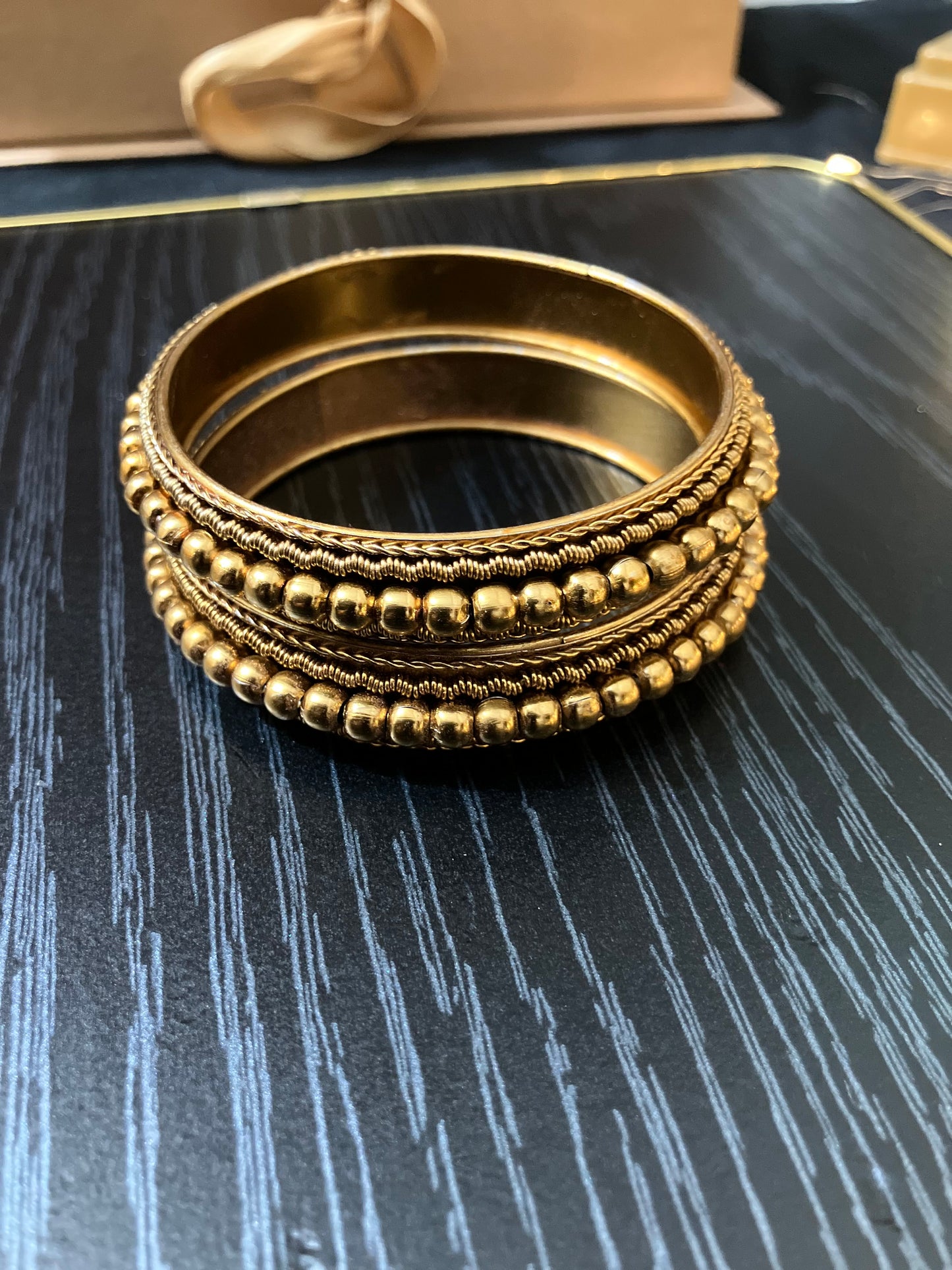Gold Plated Bangles with Small Beaded Design