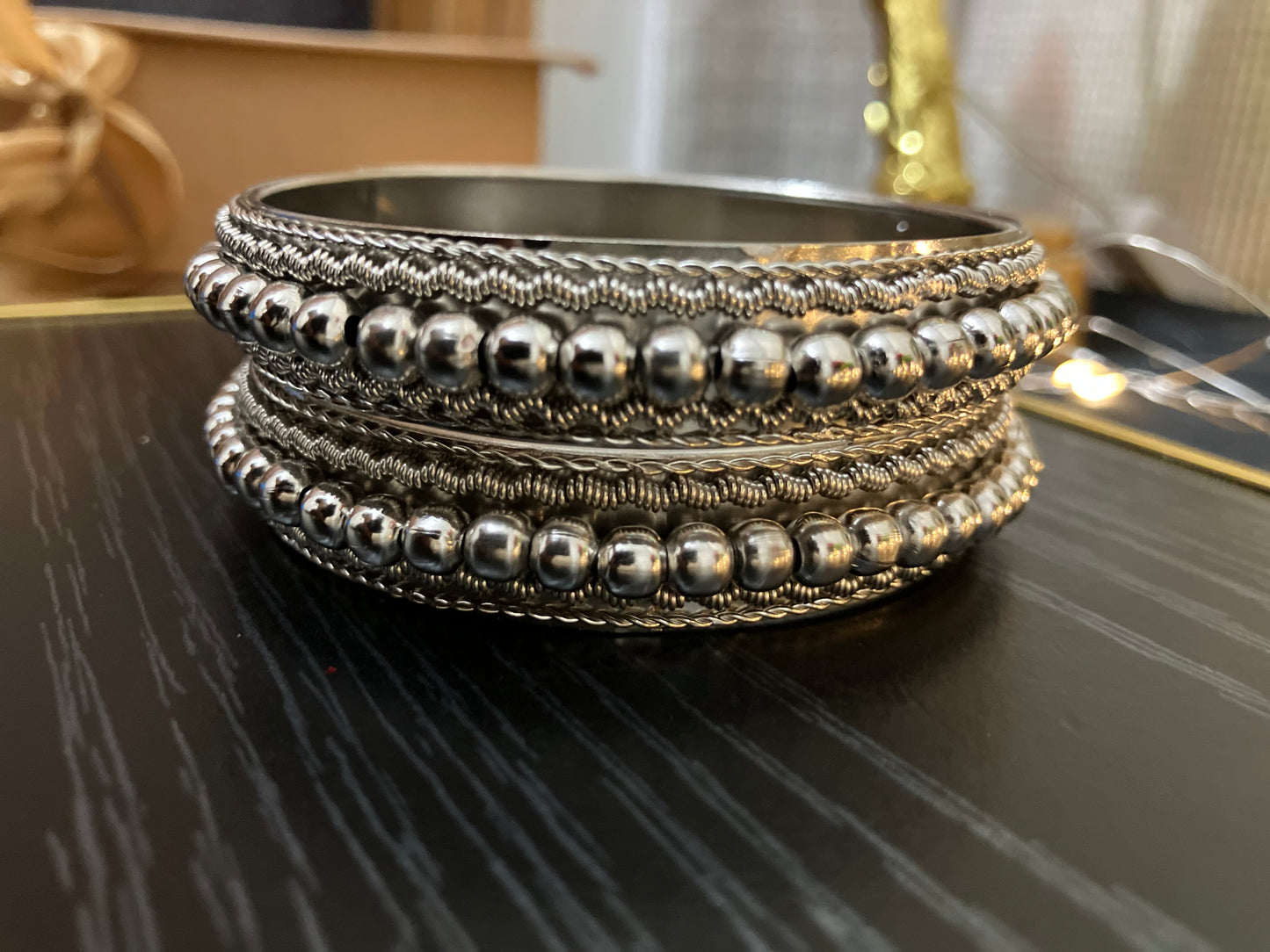 Gold Plated Bangles with Small Beaded Design