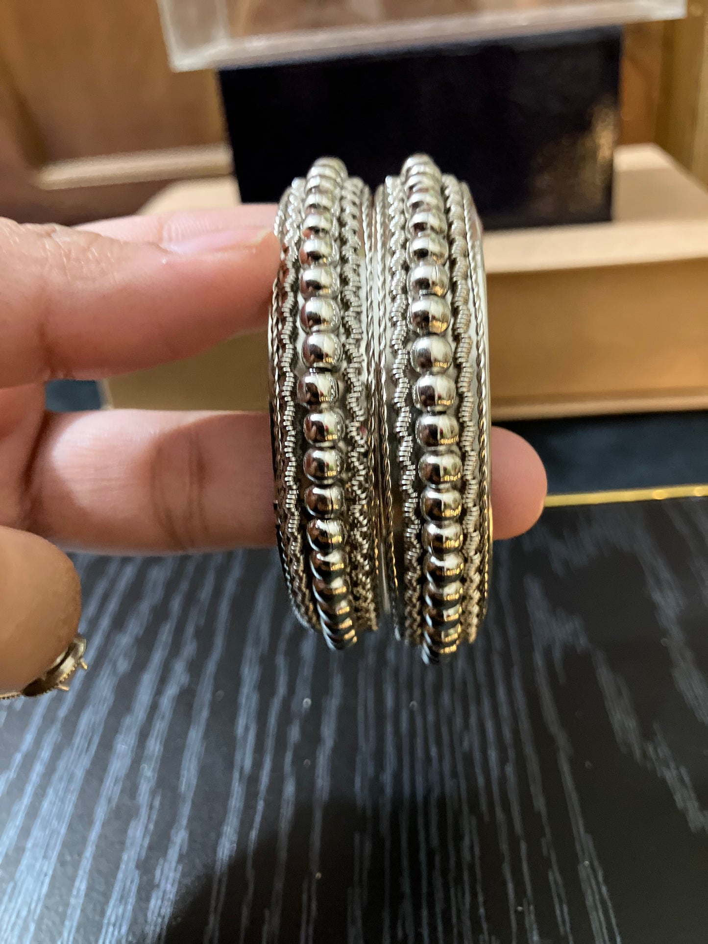 Gold Plated Bangles with Small Beaded Design