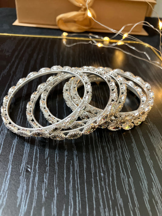 Sliver Plated Bangles With Crystal or American Diamond Stones