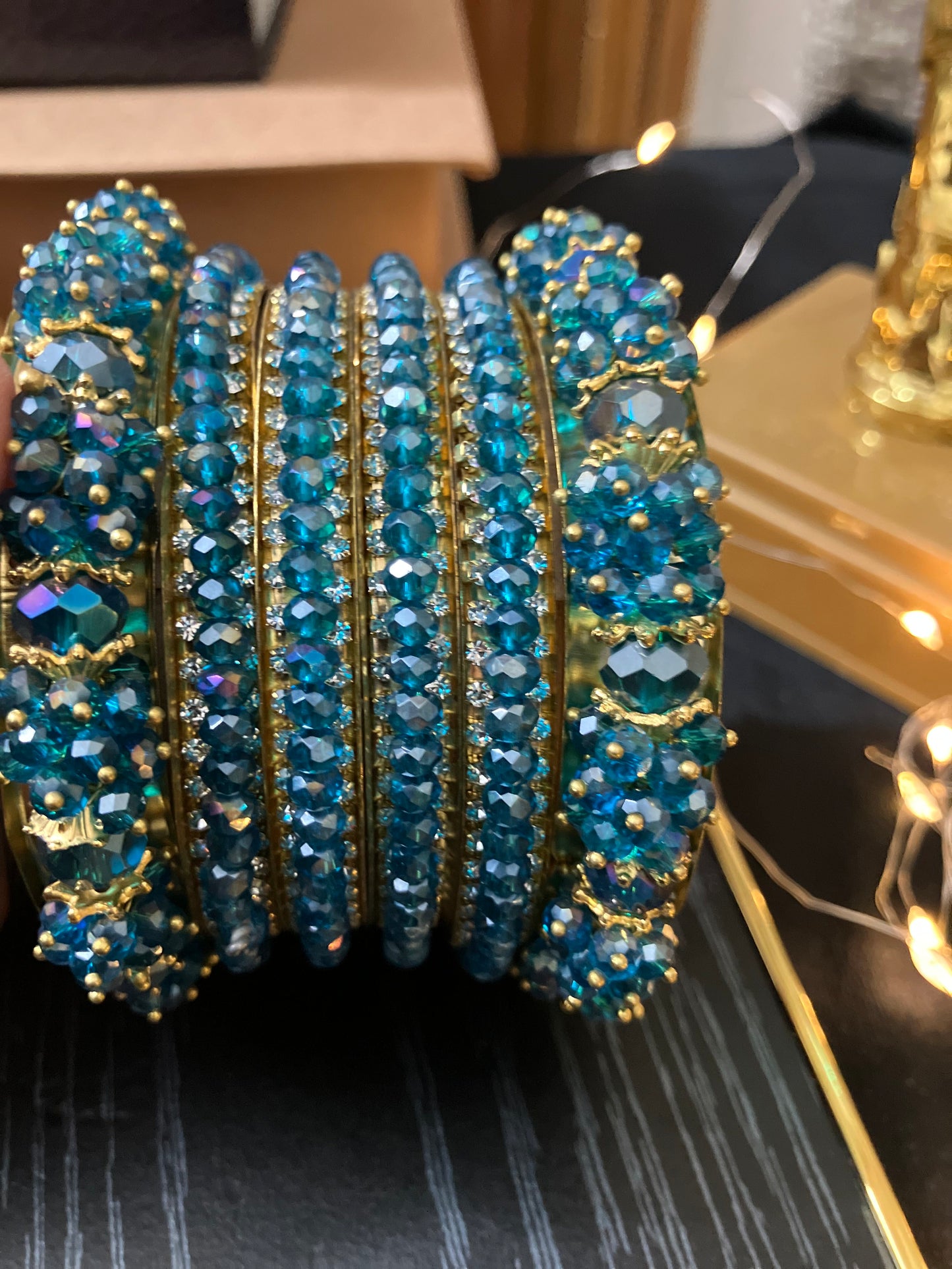 Fancy Metal Bangles with Bead Detailing