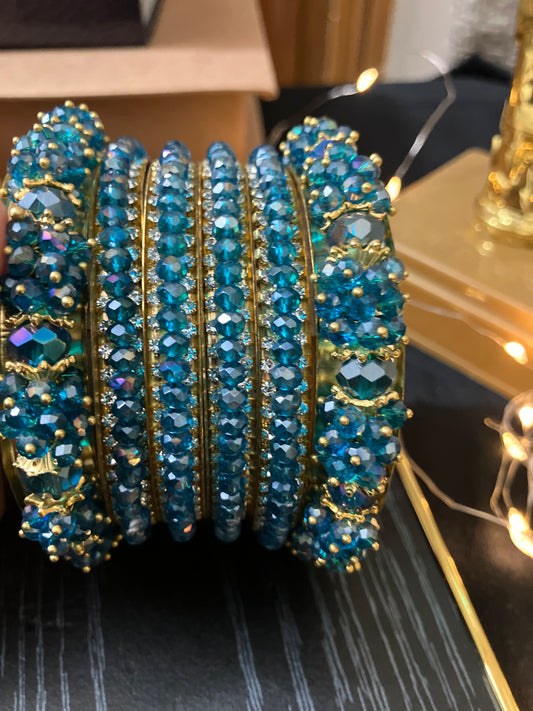 Fancy Metal Bangles with Bead Detailing