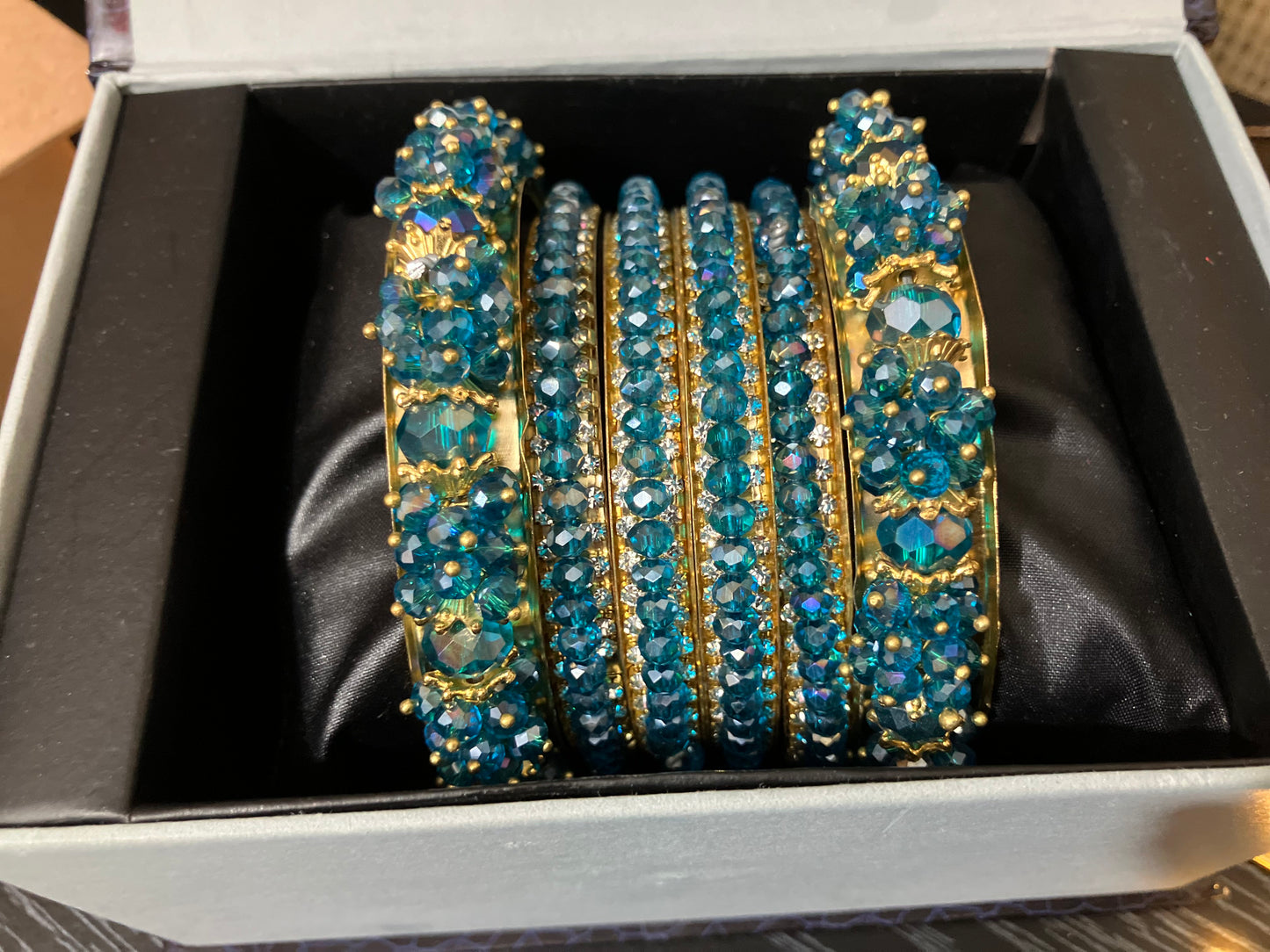 Fancy Metal Bangles with Bead Detailing