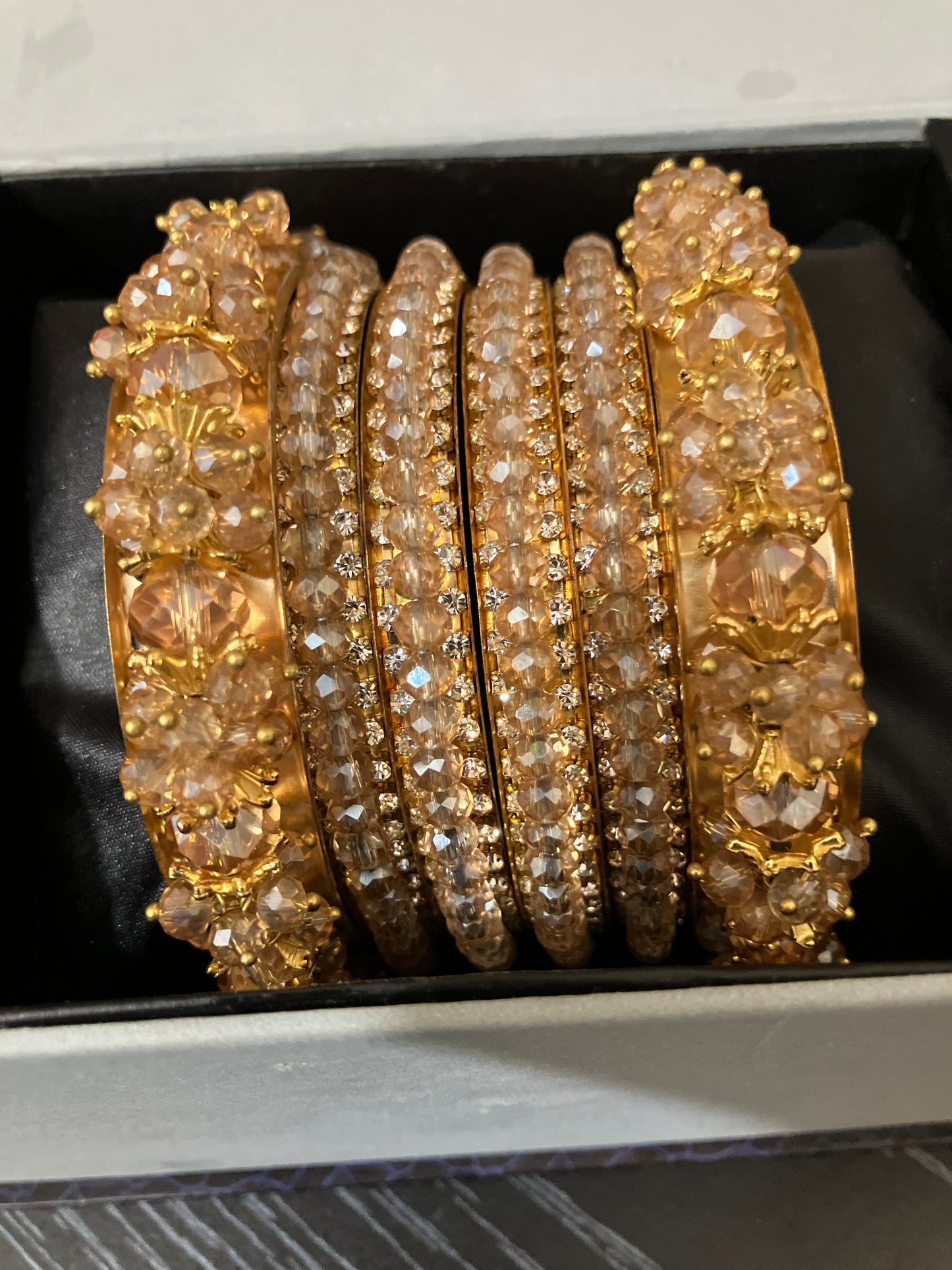 Fancy Metal Bangles with Bead Detailing