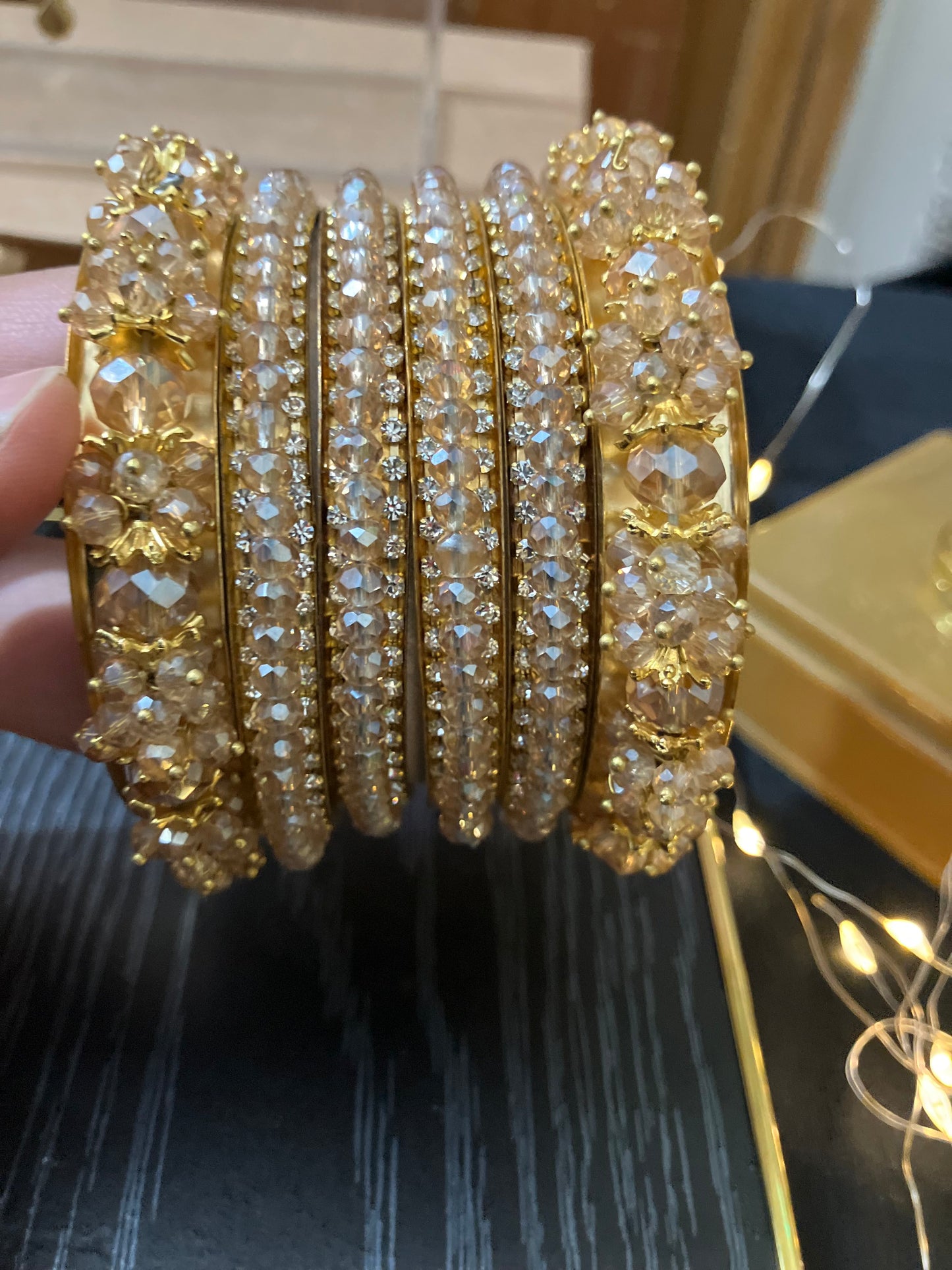 Fancy Metal Bangles with Bead Detailing