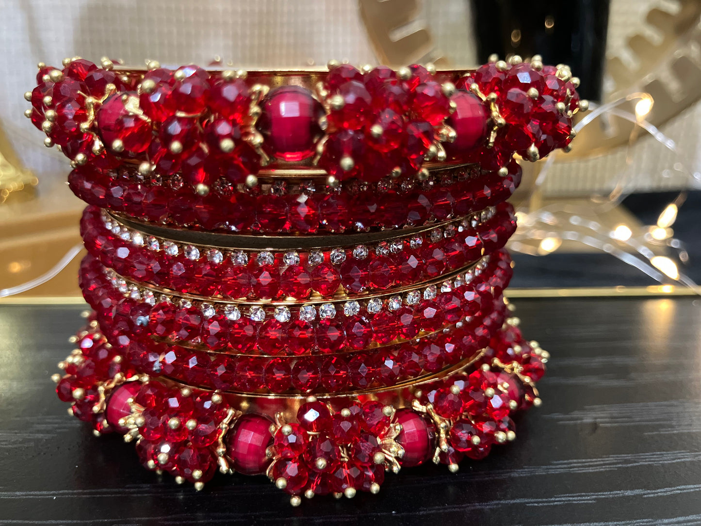 Fancy Metal Bangles with Bead Detailing