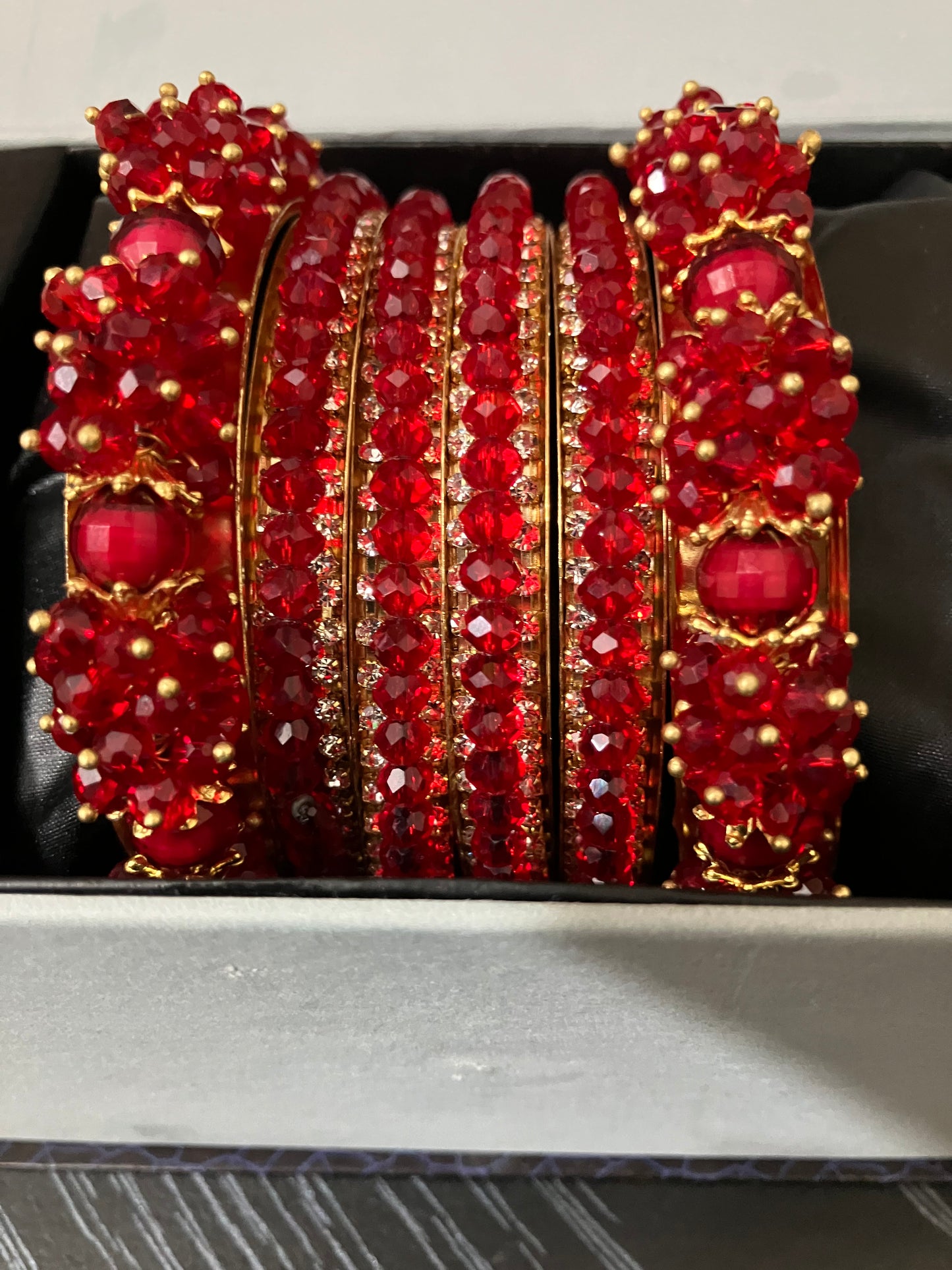 Fancy Metal Bangles with Bead Detailing