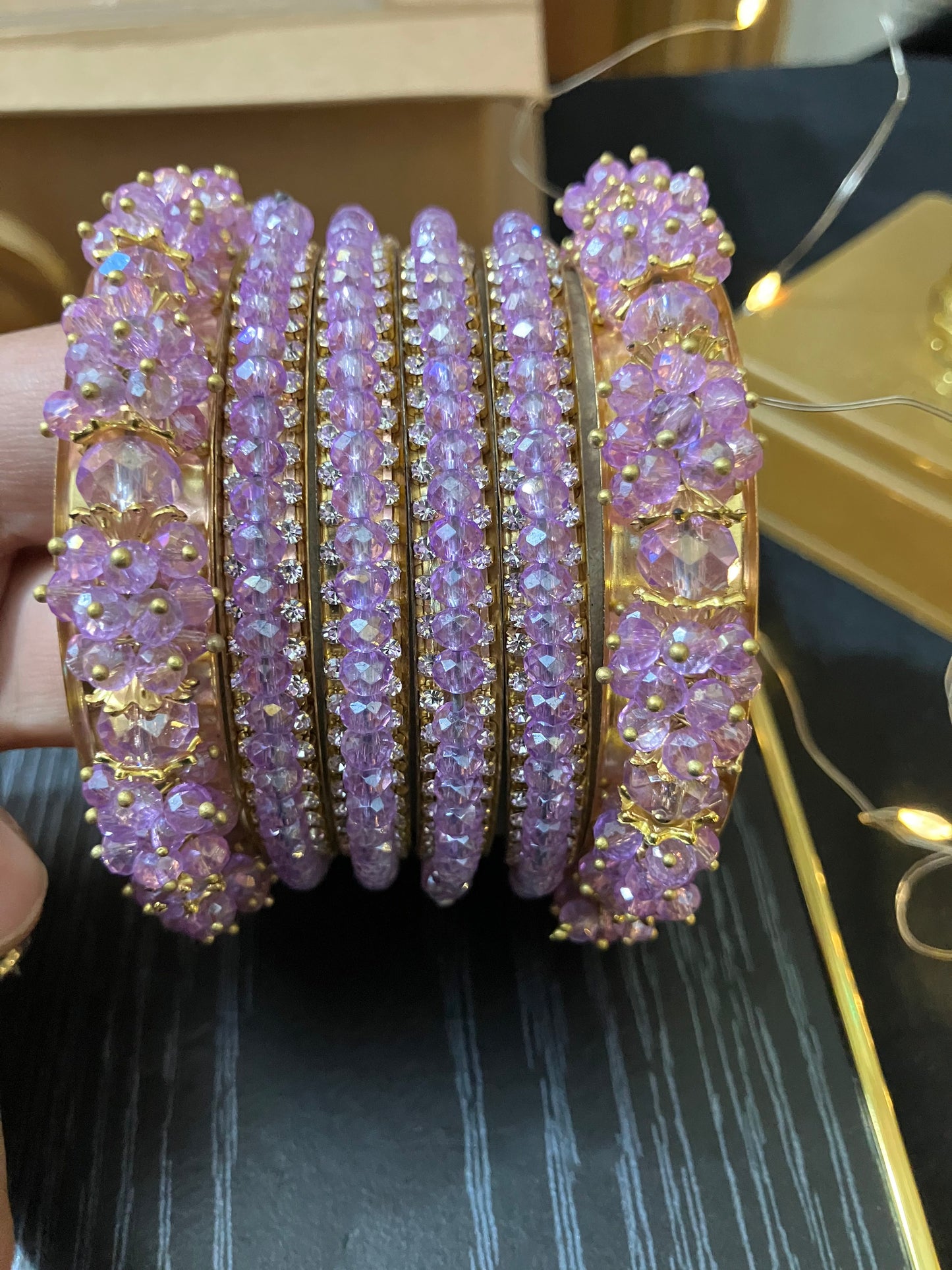 Fancy Metal Bangles with Bead Detailing