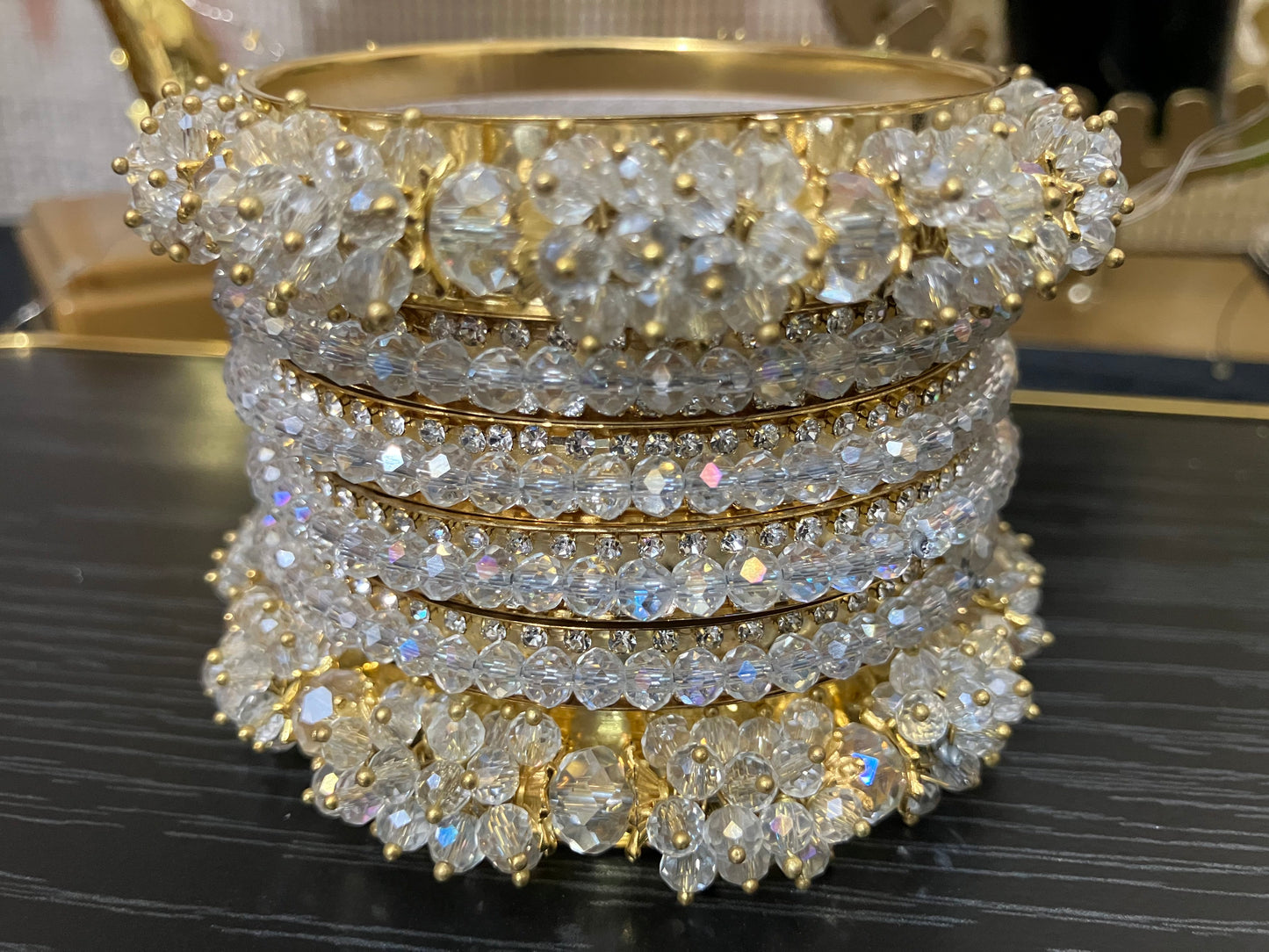 Fancy Metal Bangles with Bead Detailing