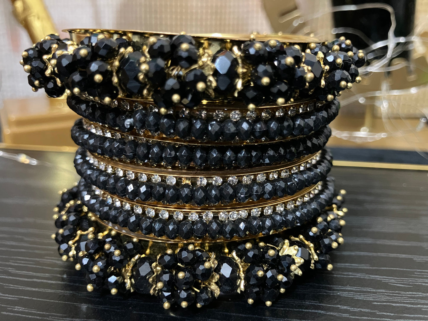 Fancy Metal Bangles with Bead Detailing