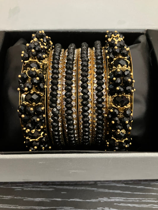 Fancy Metal Bangles with Bead Detailing