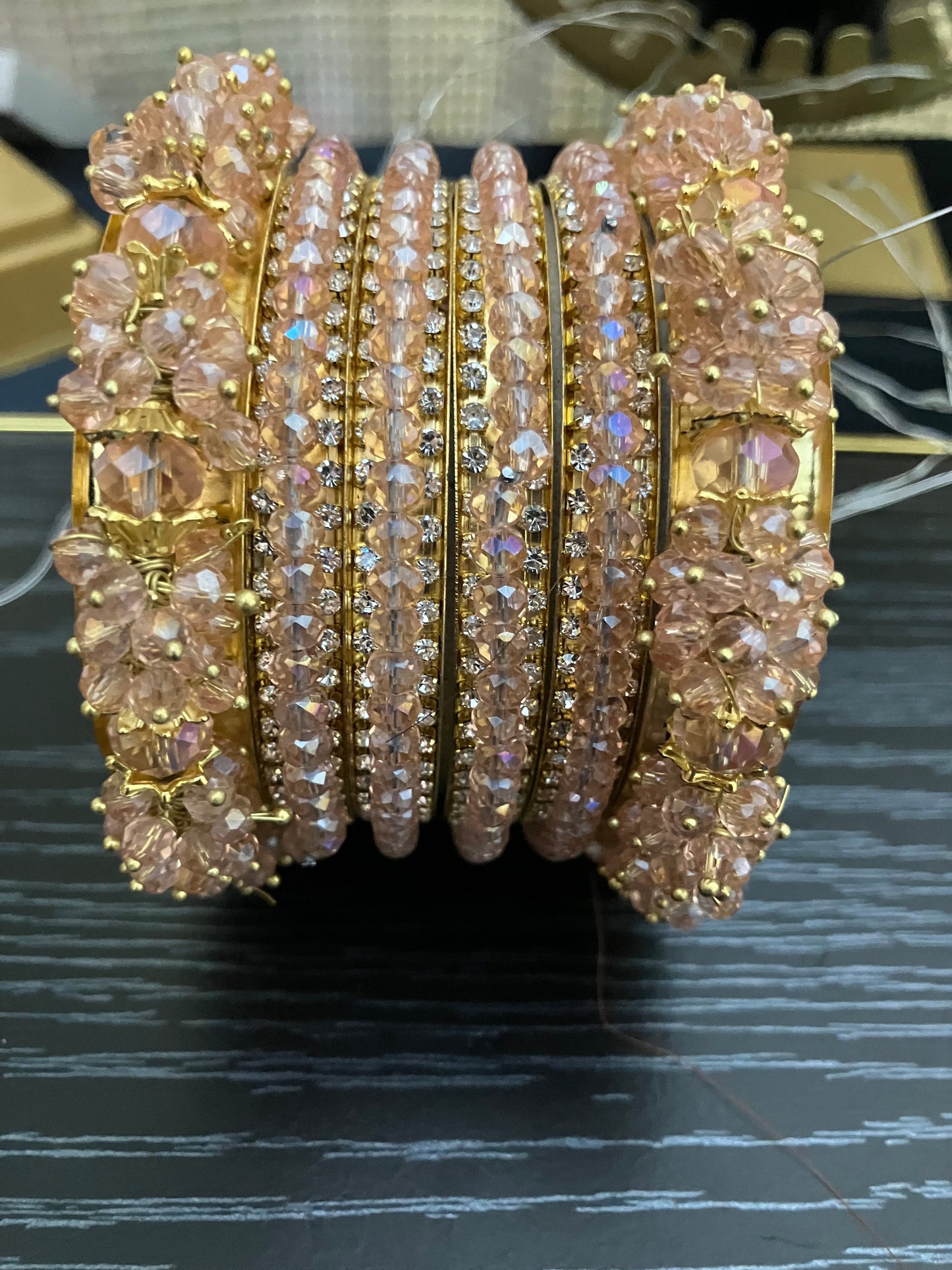 Fancy Metal Bangles with Bead Detailing