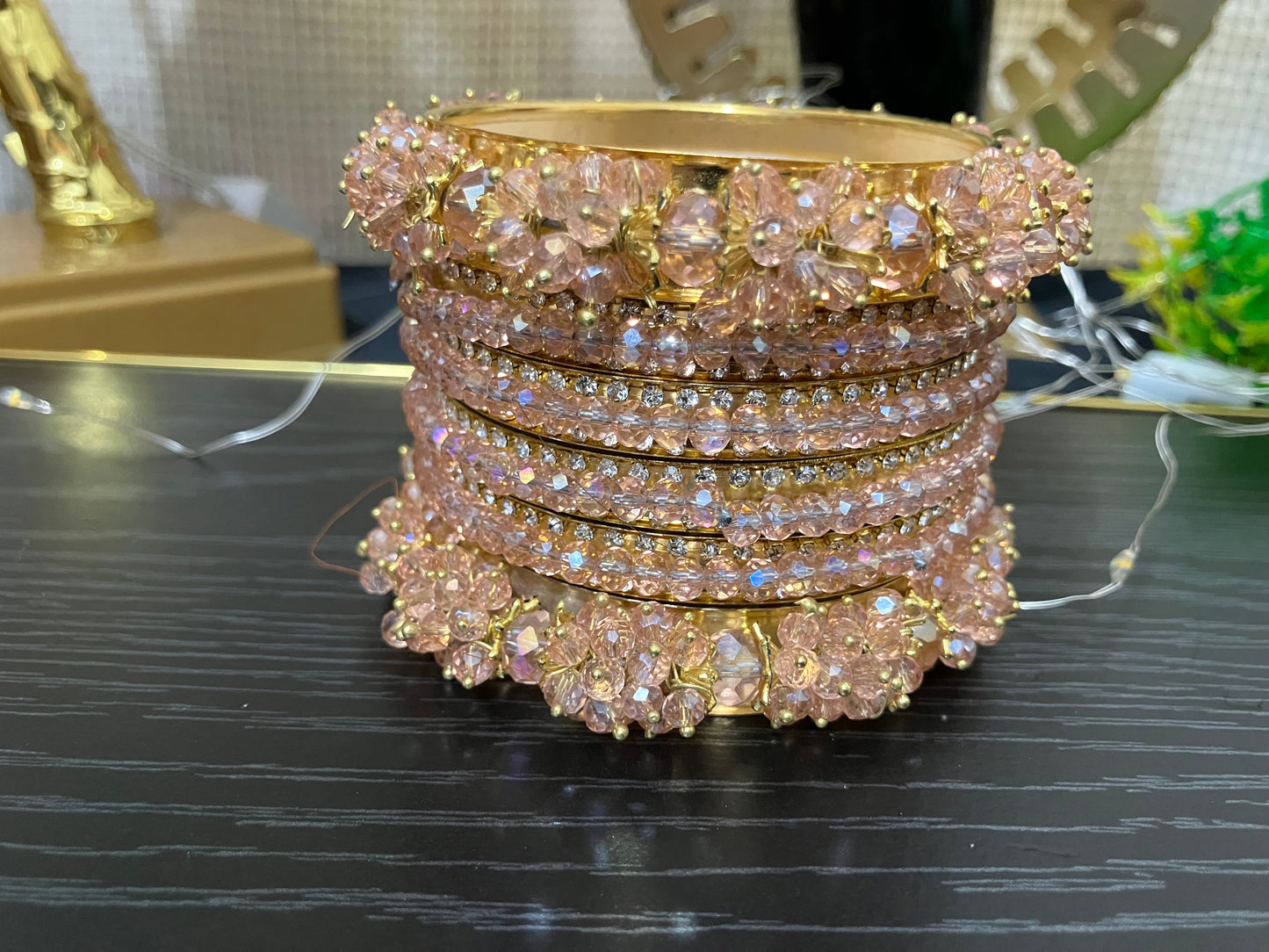 Fancy Metal Bangles with Bead Detailing