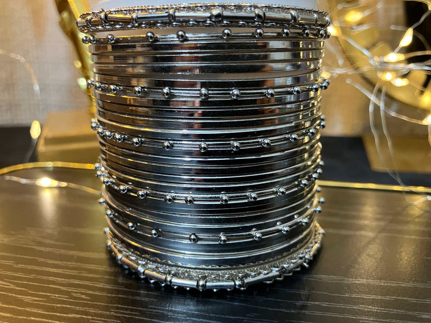 Silver Colored Dotted Bangles