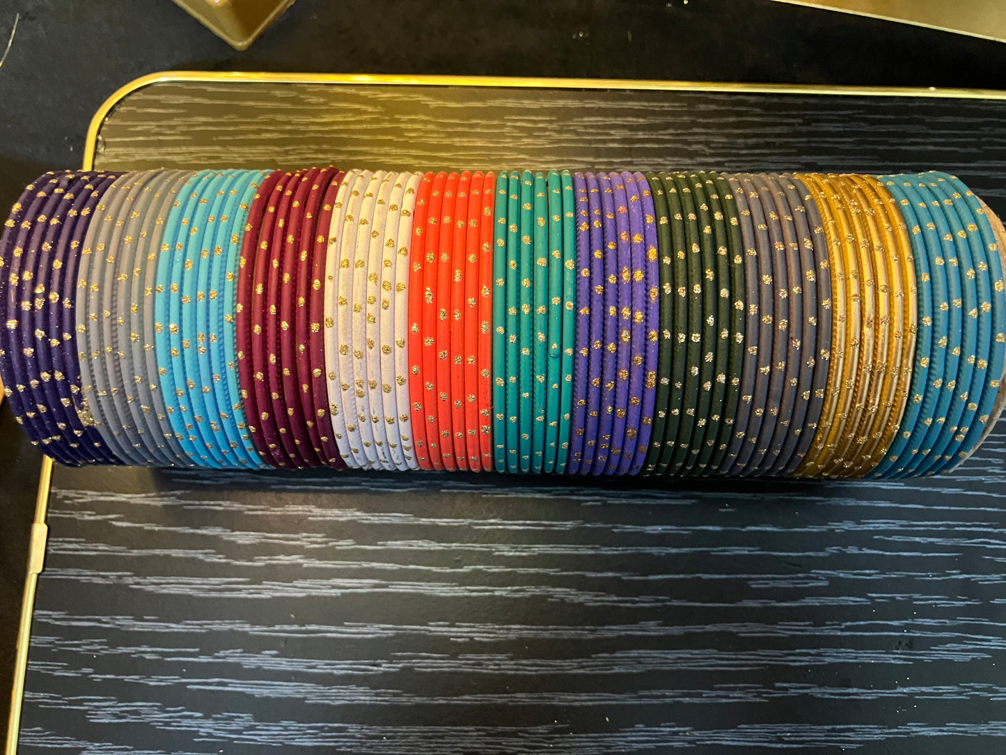 Metal Matt Dotted, Water Proof Bangles 12pcs