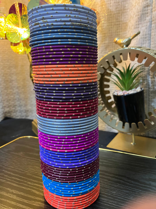 Metal Matt Dotted, Water Proof Bangles 12pcs