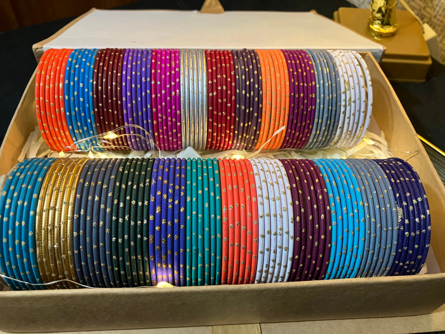 Metal Matt Dotted, Water Proof Bangles 12pcs