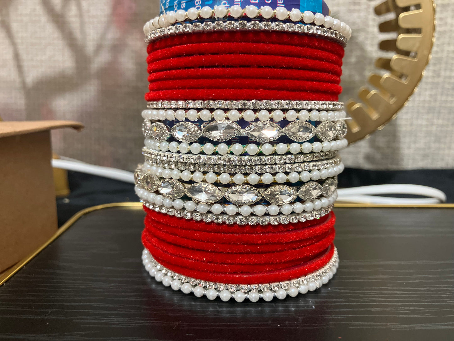 Velvet and pearl gajra bangles