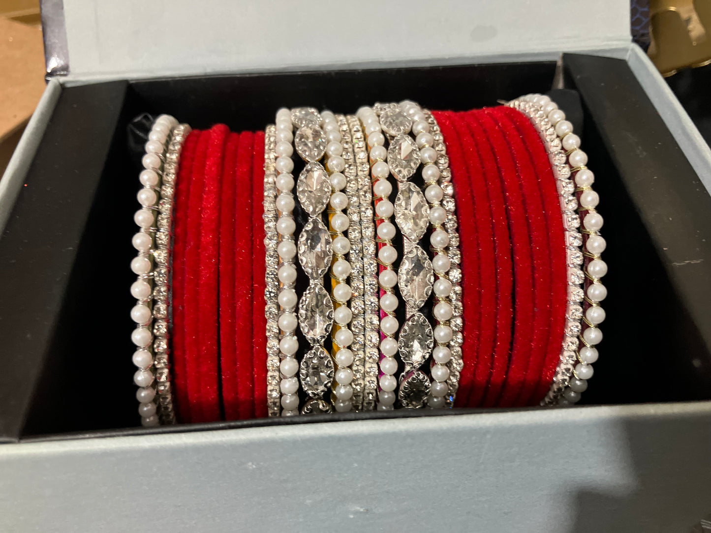 Velvet and pearl gajra bangles