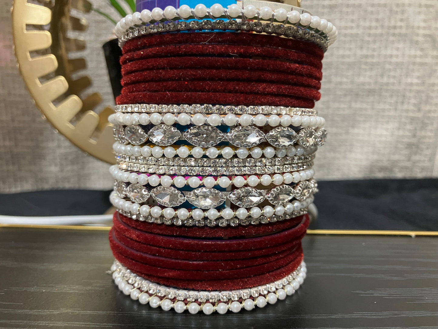 Velvet and pearl gajra bangles