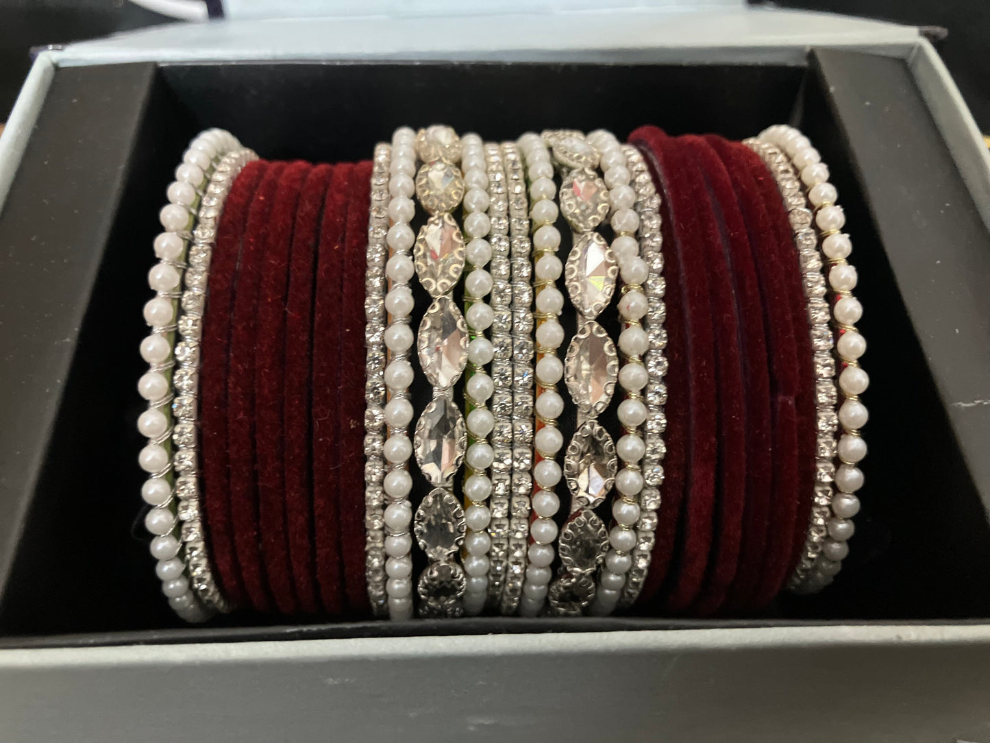 Velvet and pearl gajra bangles