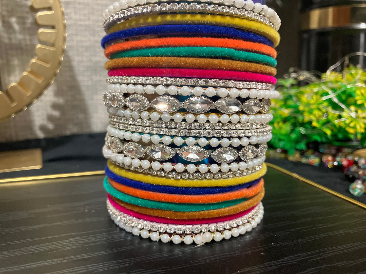 Velvet and pearl gajra bangles