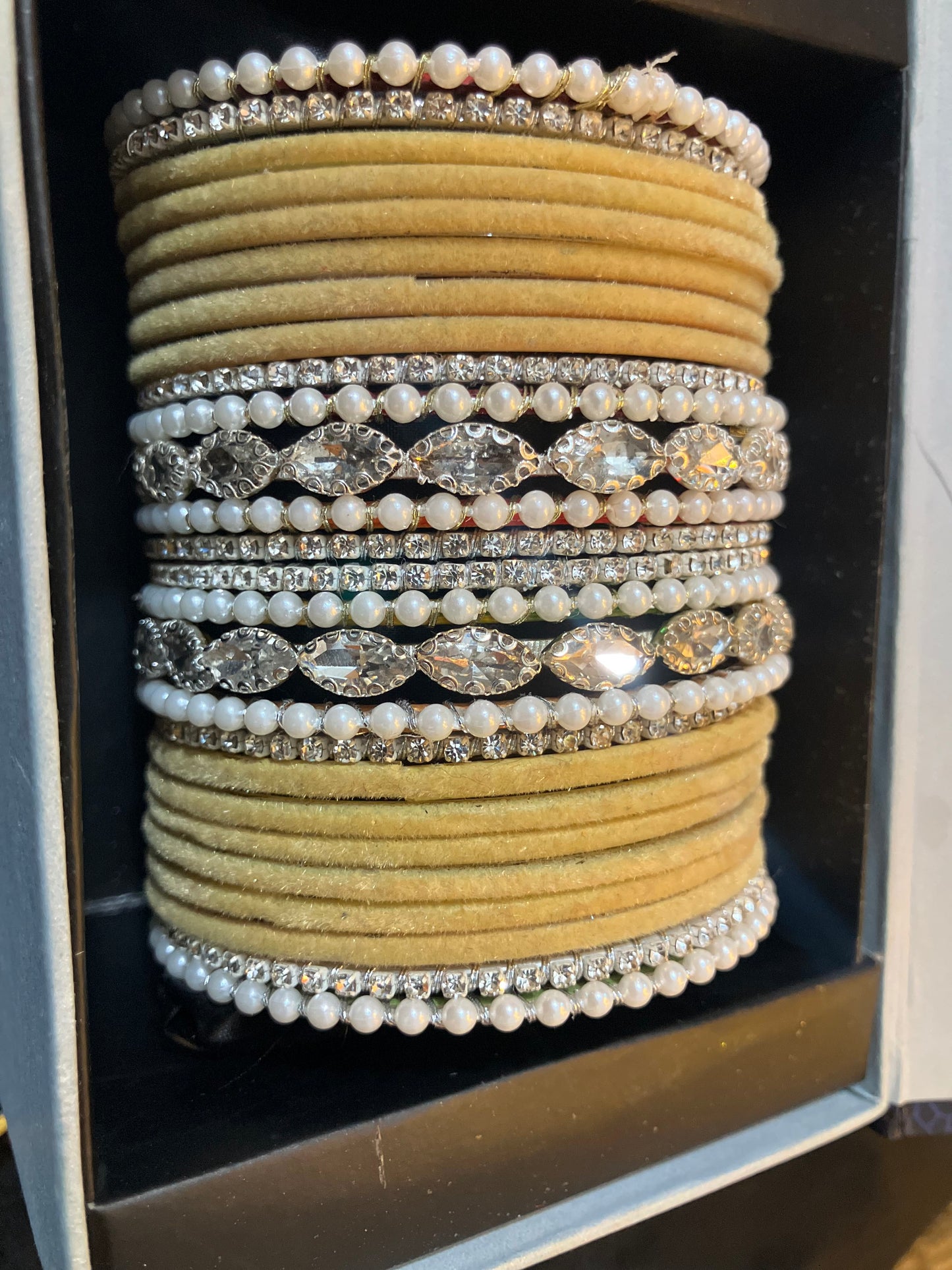 Velvet and pearl gajra bangles