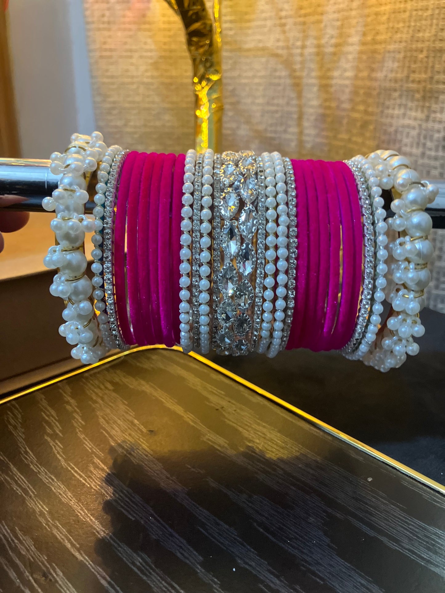 Velvet and pearl gajra bangles