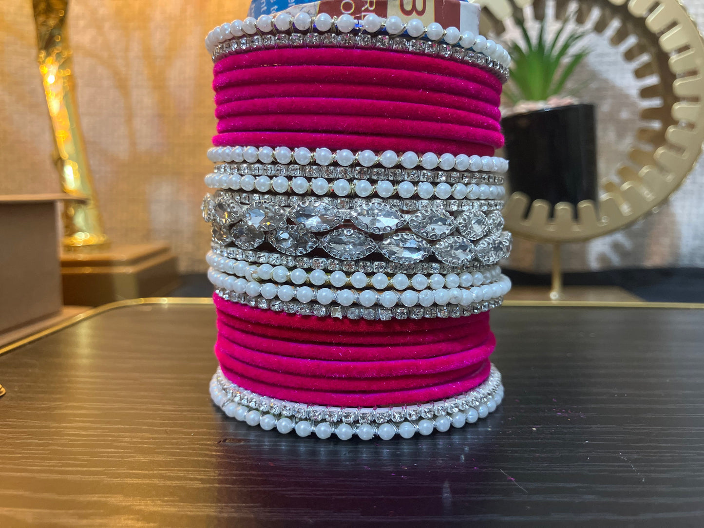 Velvet and pearl gajra bangles