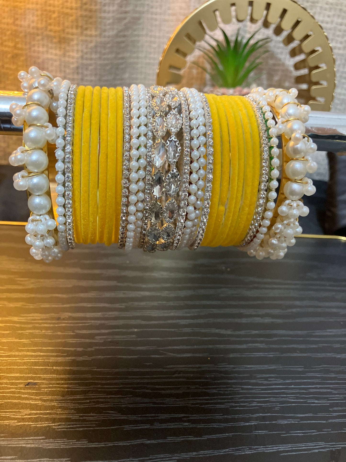 Velvet and pearl gajra bangles