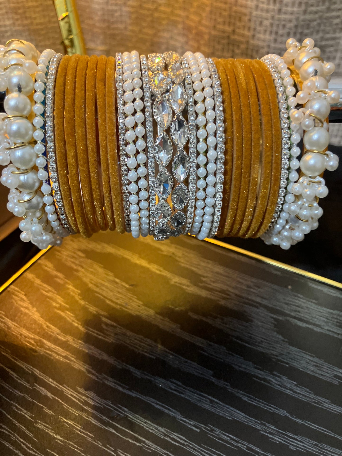 Velvet and pearl gajra bangles