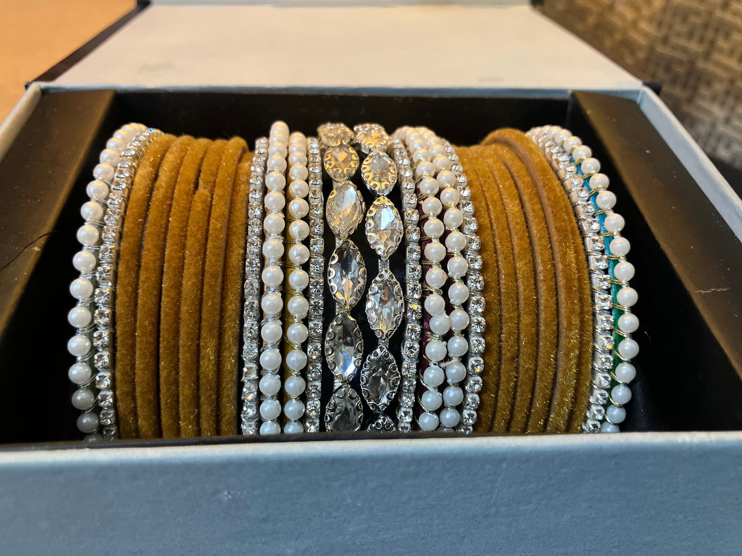 Velvet and pearl gajra bangles