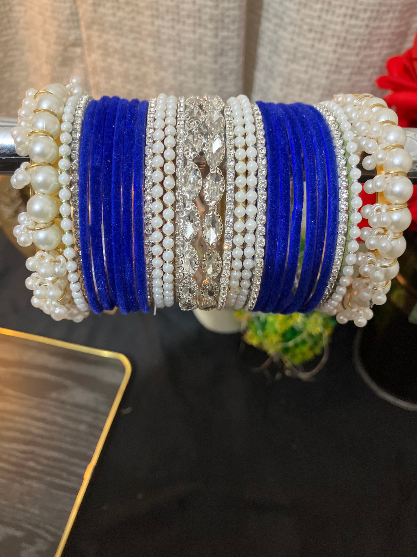 Velvet and pearl gajra bangles
