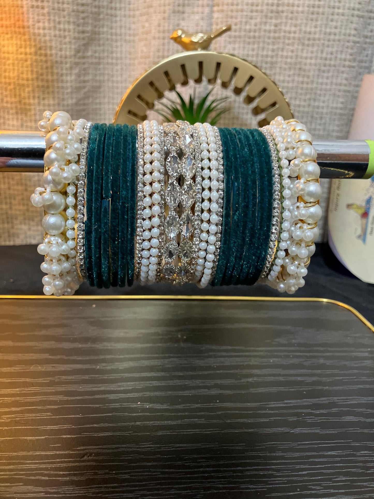 Velvet and pearl gajra bangles