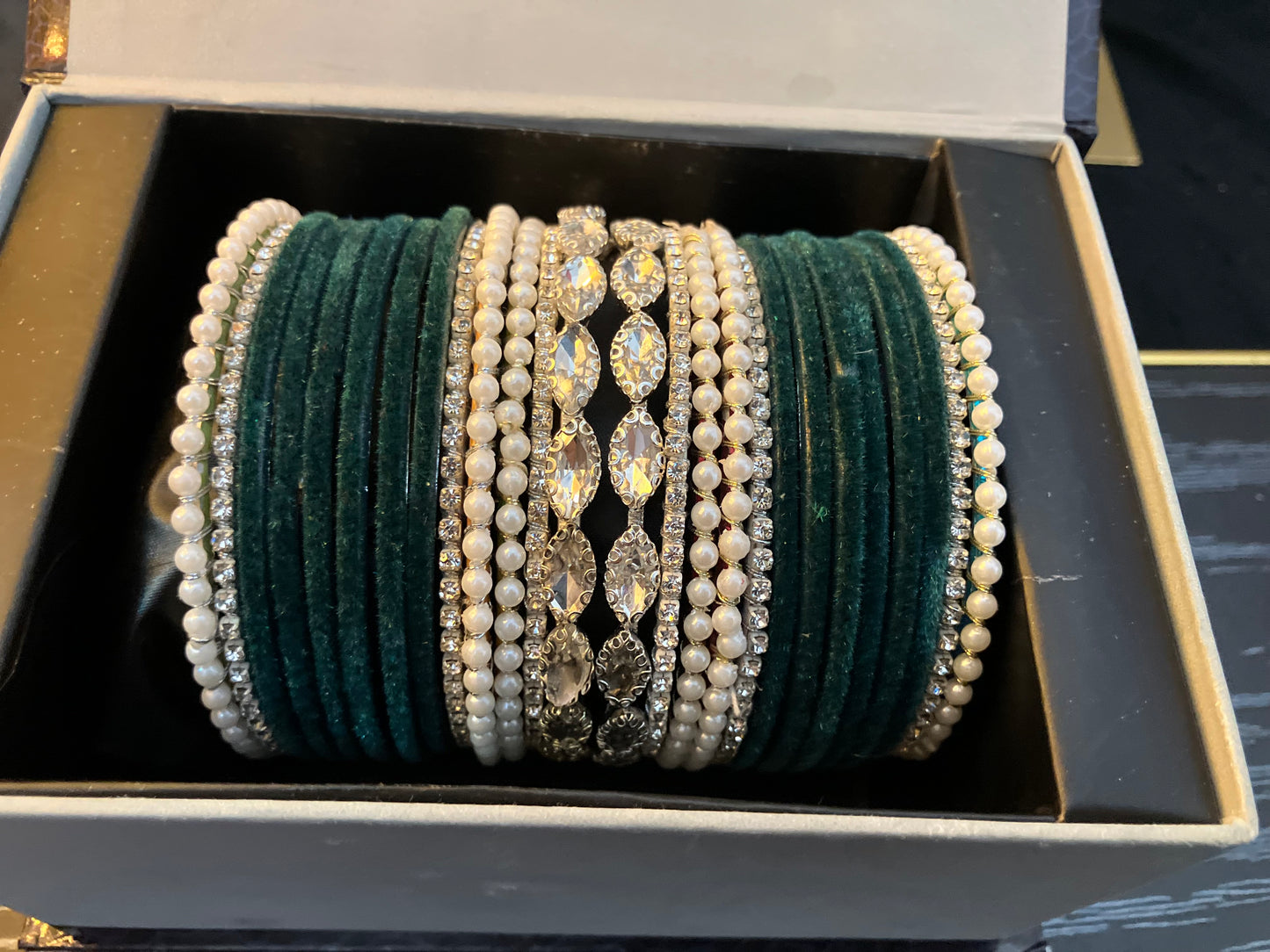 Velvet and pearl gajra bangles