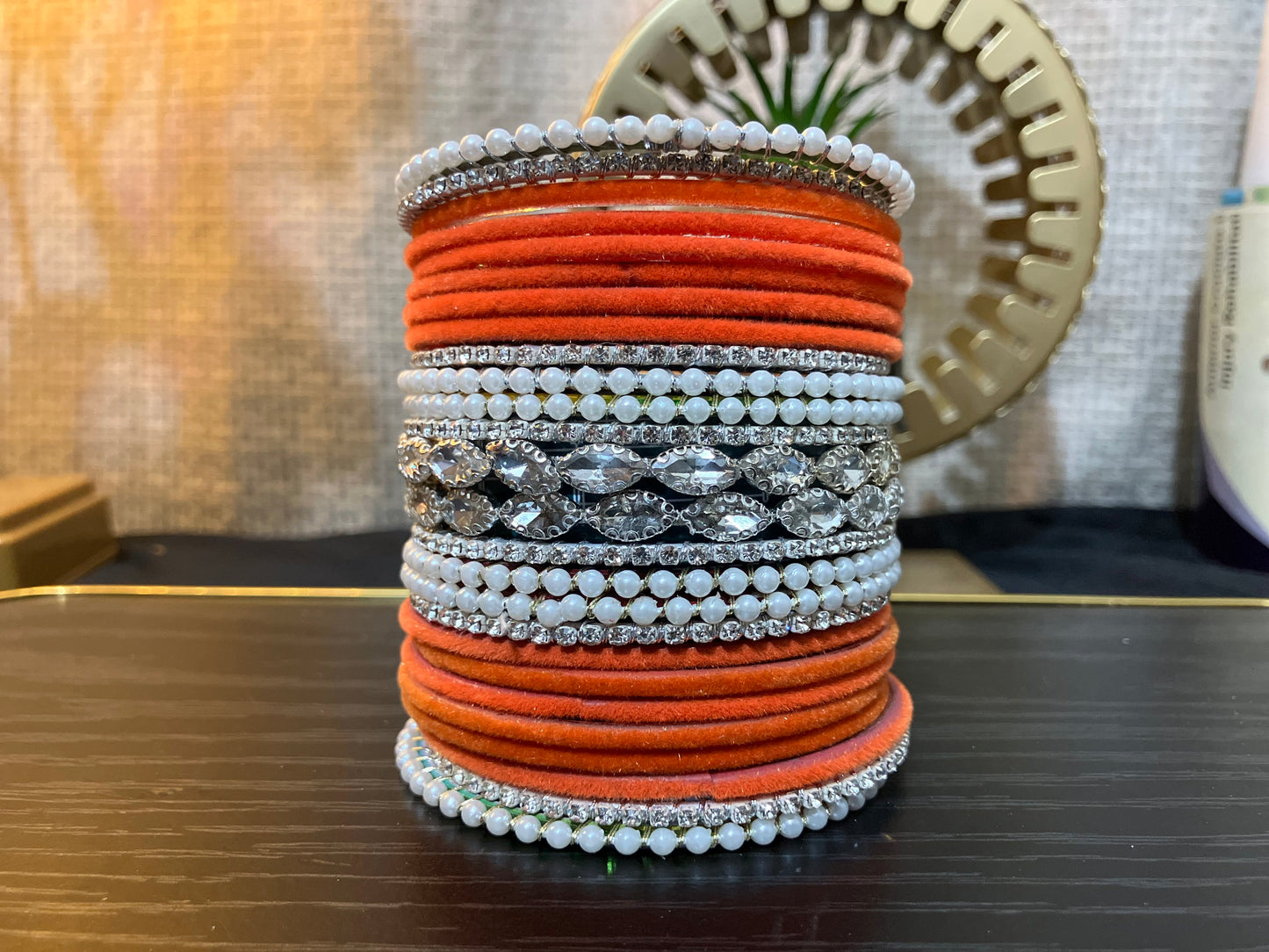 Velvet and pearl gajra bangles