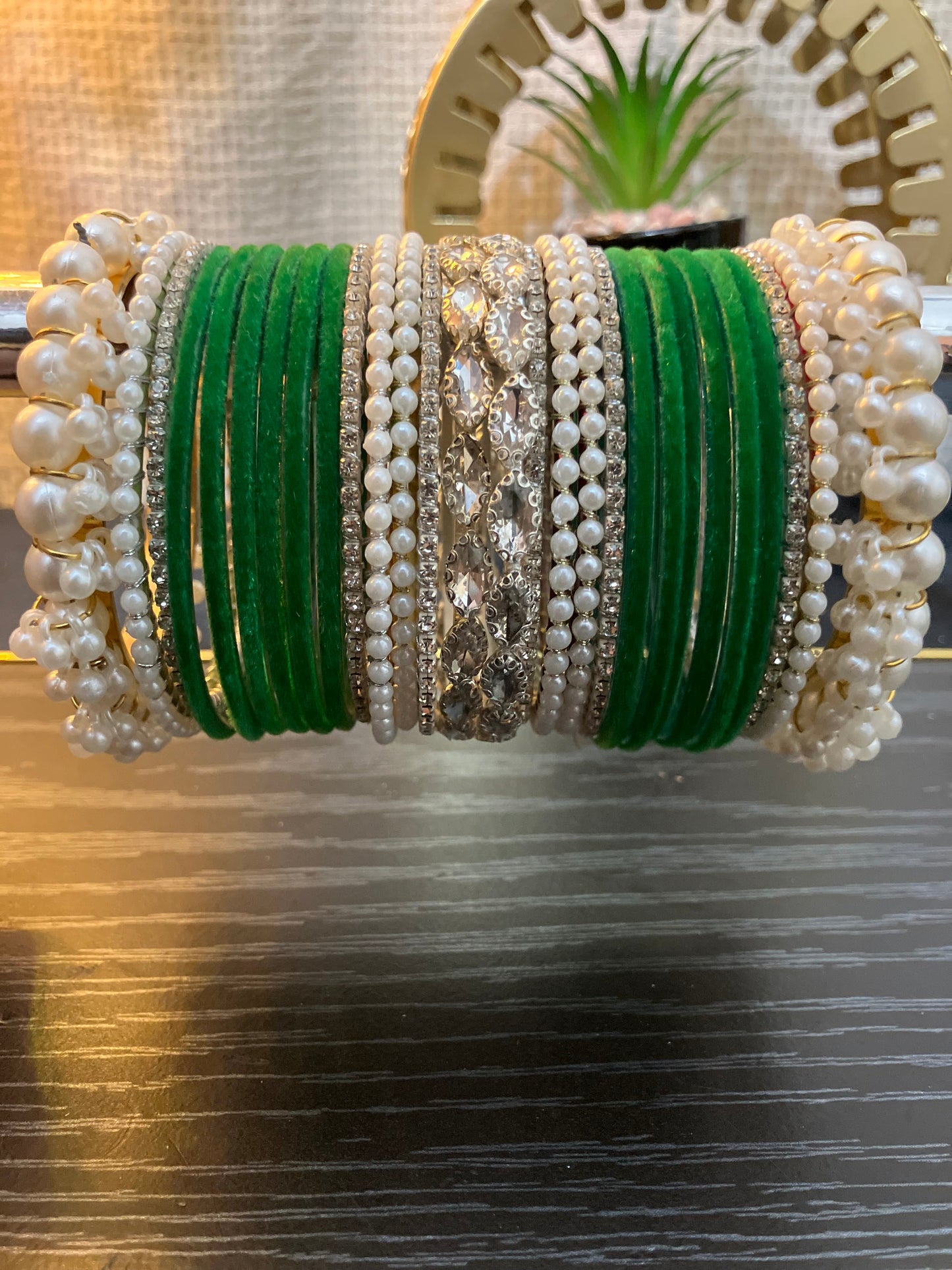 Velvet and pearl gajra bangles