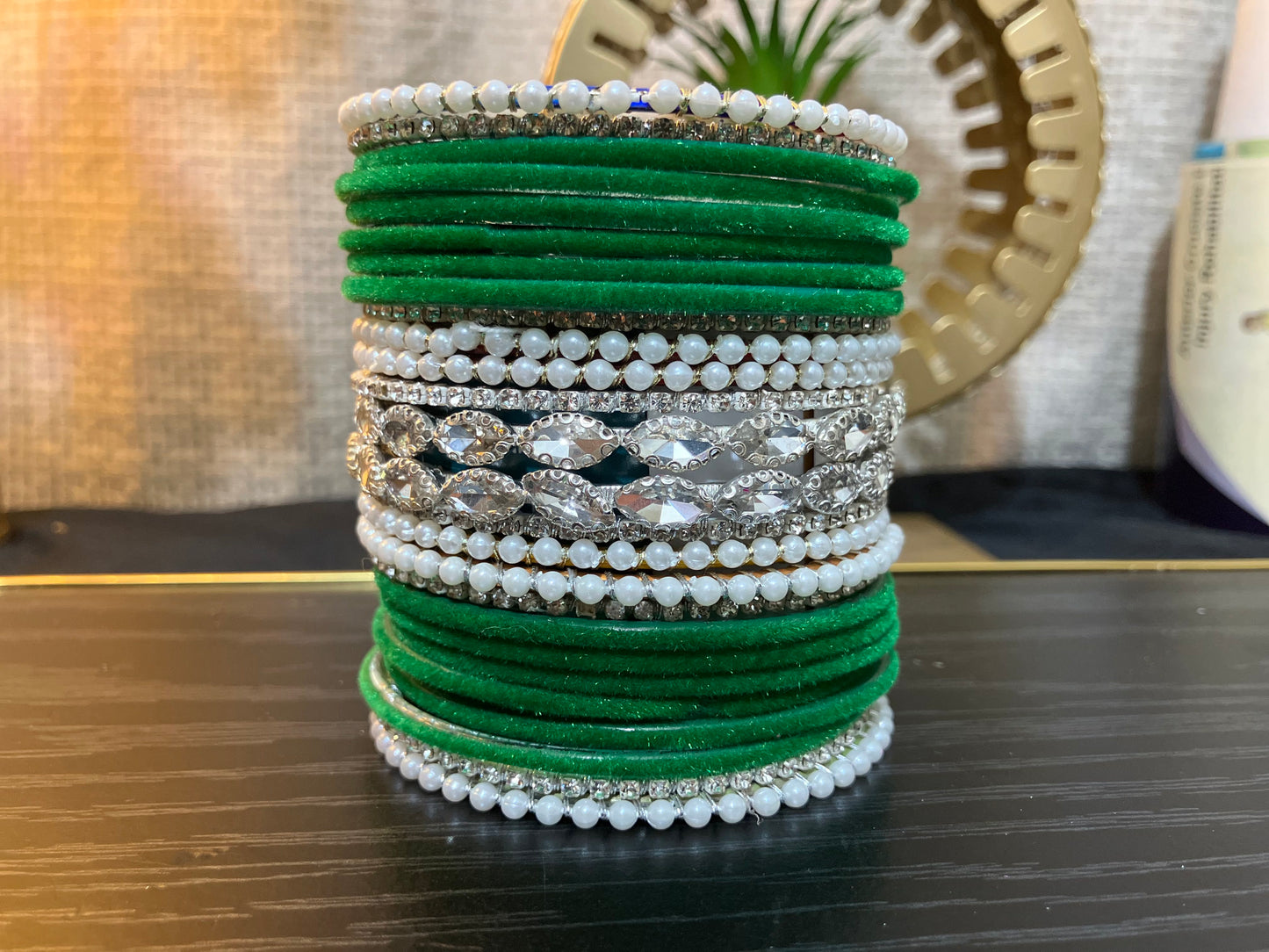 Velvet and pearl gajra bangles