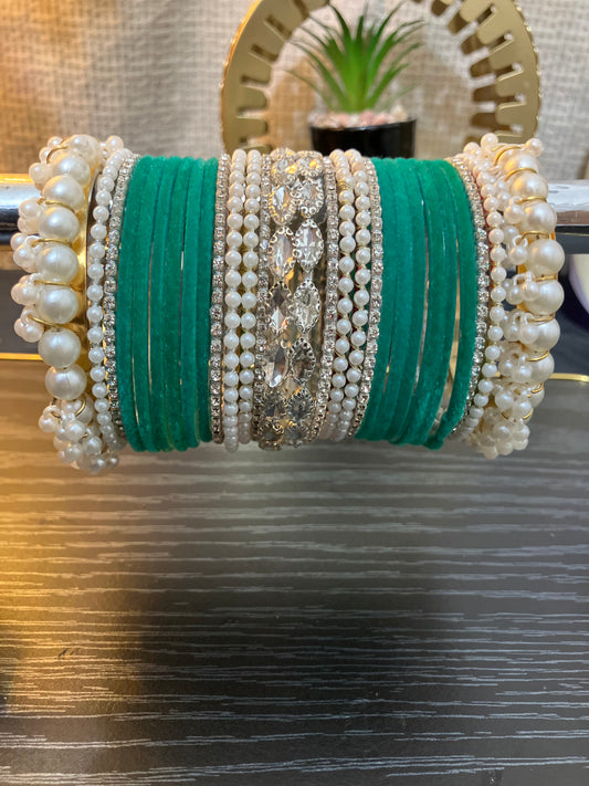 Velvet and pearl gajra bangles